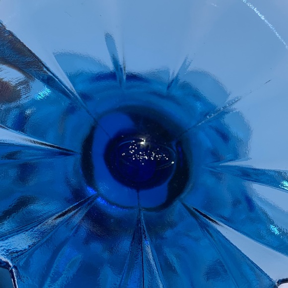 Vintage Fenton Glass Colonial Blue Pedestal Compote Candy Trinket Dish Glass - Picture 5 of 5